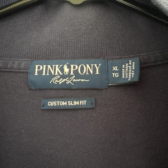 Vintage Ralph Lauren Pink Pony Polo in Navy - Picture 3 of 5